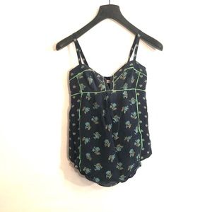 [Rebecca Taylor] Blue Floral Silk Tank Top - 0